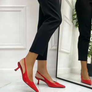 Primi Tacchi Celly - Decolleté Donna Punta Scarpa Tacco Basso ROSSO Best