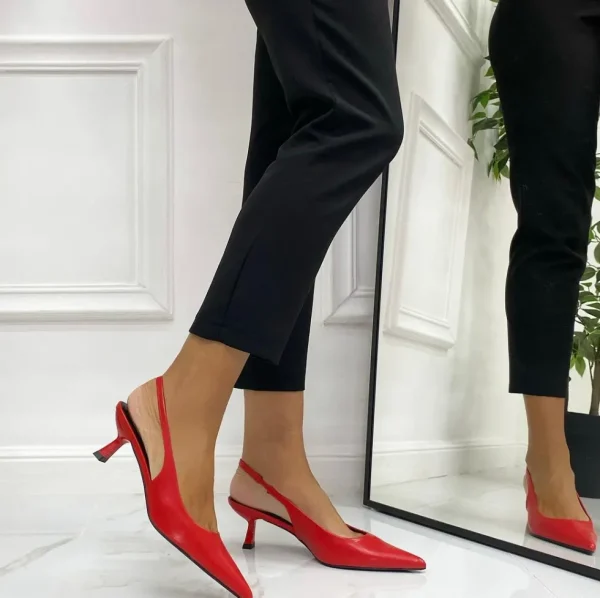 Primi Tacchi Celly - Decolleté Donna Punta Scarpa Tacco Basso ROSSO Best