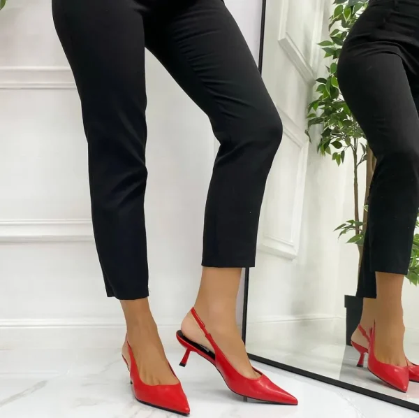 Primi Tacchi Celly - Decolleté Donna Punta Scarpa Tacco Basso ROSSO Best