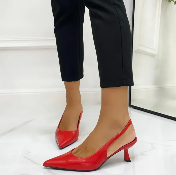 Primi Tacchi Celly - Decolleté Donna Punta Scarpa Tacco Basso ROSSO Best