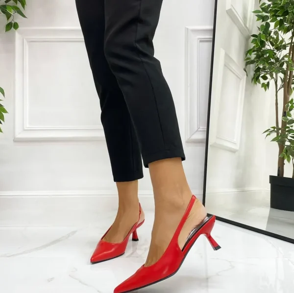 Primi Tacchi Celly - Decolleté Donna Punta Scarpa Tacco Basso ROSSO Best