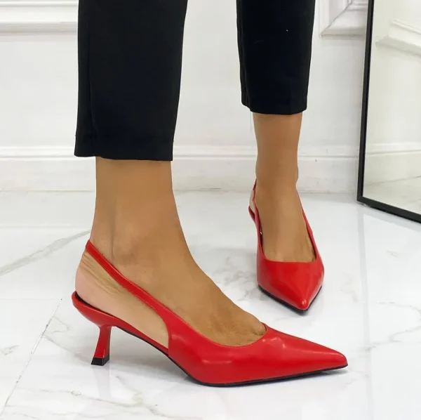 Primi Tacchi Celly - Decolleté Donna Punta Scarpa Tacco Basso ROSSO Best