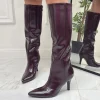 Primi Tacchi Chic - Stivale Donna Lucido Alto Punta Cerniera Tacco Spillo Elegante Sale