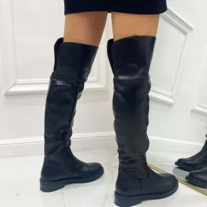 Primi Tacchi Chicago - Stivale Donna Alto Casual Comodo Nero Hot
