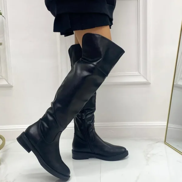Primi Tacchi Chicago - Stivale Donna Alto Casual Comodo Nero Hot