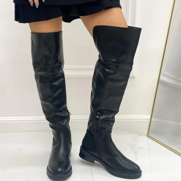 Primi Tacchi Chicago - Stivale Donna Alto Casual Comodo Nero Hot