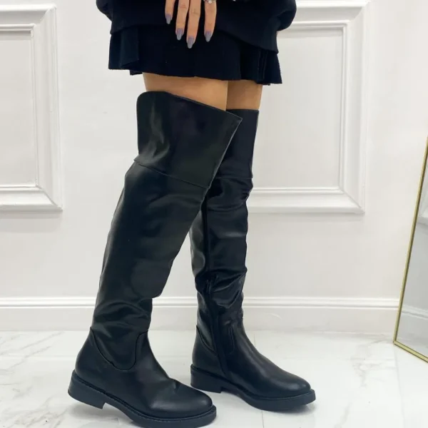 Primi Tacchi Chicago - Stivale Donna Alto Casual Comodo Nero Hot