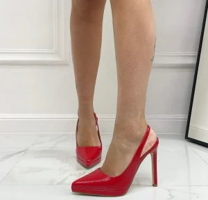 Primi Tacchi Clio - Décolleté Donna Tacco Spillo Punta Rosso Fashion