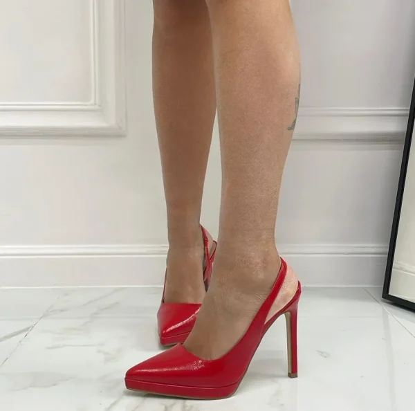 Primi Tacchi Clio - Décolleté Donna Tacco Spillo Punta Rosso Fashion
