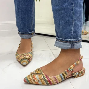 Primi Tacchi Corinne - Scarpa Donna Ballerina Punta Tacco Basso Elegante Multicolor Outlet
