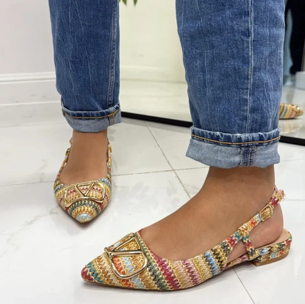 Primi Tacchi Corinne - Scarpa Donna Ballerina Punta Tacco Basso Elegante Multicolor Outlet