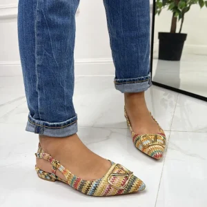 Primi Tacchi Corinne - Scarpa Donna Ballerina Punta Tacco Basso Elegante Multicolor Outlet