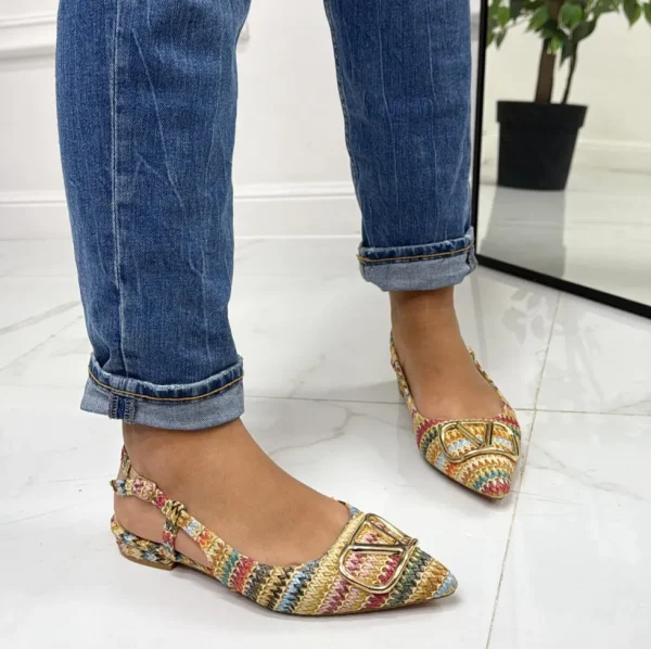 Primi Tacchi Corinne - Scarpa Donna Ballerina Punta Tacco Basso Elegante Multicolor Outlet