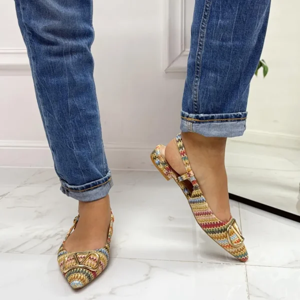 Primi Tacchi Corinne - Scarpa Donna Ballerina Punta Tacco Basso Elegante Multicolor Outlet