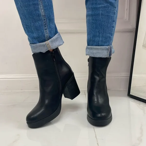 Primi Tacchi Dalila - Stivaletto Donna Scarpa Tacco Quadrato Casual Comodo NERO New