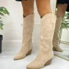 Primi Tacchi Daria - Stivale Alto Tacco Donna Texani Beige Hot