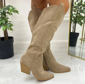 Primi Tacchi Daria - Stivale Alto Tacco Donna Texani Khaki Best
