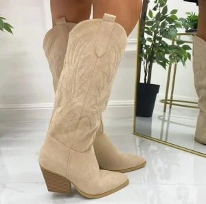 Primi Tacchi Daria - Stivale Alto Tacco Donna Texani Beige Hot