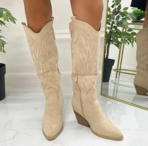 Primi Tacchi Daria - Stivale Alto Tacco Donna Texani Beige Hot