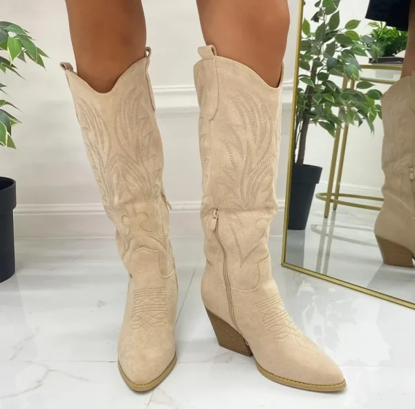 Primi Tacchi Daria - Stivale Alto Tacco Donna Texani Beige Hot
