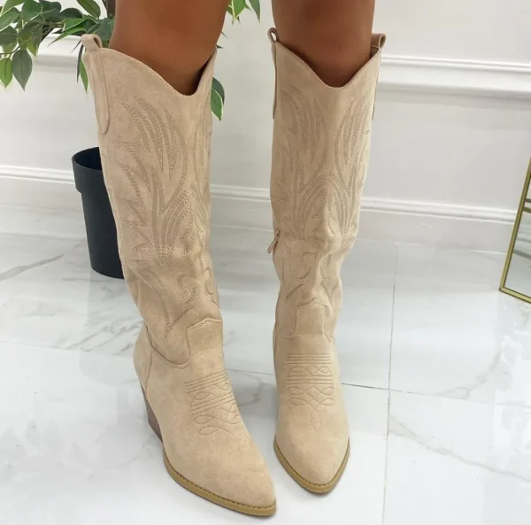 Primi Tacchi Daria - Stivale Alto Tacco Donna Texani Beige Hot