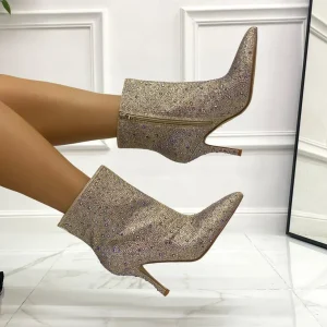Primi Tacchi Dea - Stivaletto Donna Punta Tacco Strass Gold Outlet