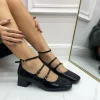 Primi Tacchi Delia - Décolleté Donna Punta Tacco Basso Quadrato Lucido Nero Sale