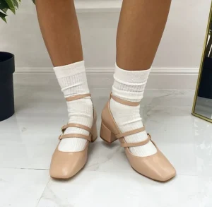 Primi Tacchi Delia - Décolleté Donna Punta Tacco Basso Quadrato Beige Sale