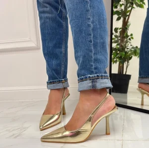 Primi Tacchi Deni - Décolleté Donna Tacco Spillo Punta Oro Discount
