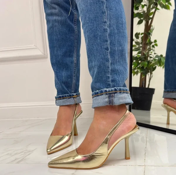 Primi Tacchi Deni - Décolleté Donna Tacco Spillo Punta Oro Discount