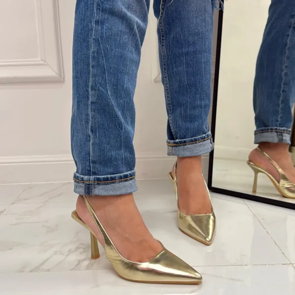 Primi Tacchi Deni - Décolleté Donna Tacco Spillo Punta Oro Discount