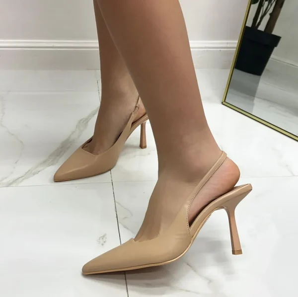 Primi Tacchi Deni - Décolleté Donna Tacco Spillo Punta Beige New