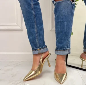 Primi Tacchi Deni - Décolleté Donna Tacco Spillo Punta Oro Discount