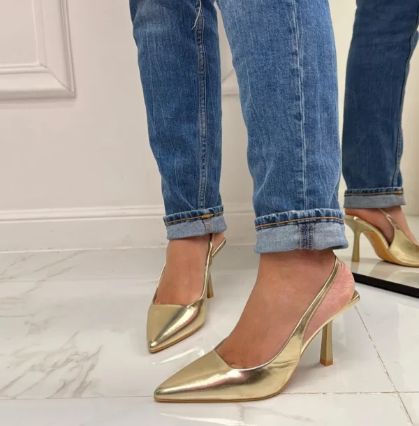 Primi Tacchi Deni - Décolleté Donna Tacco Spillo Punta Oro Discount