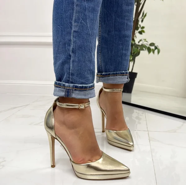 Primi Tacchi Denise - Decolleté Donna Scarpe Tacco Punta Plateau Casual Elegante Or Sale