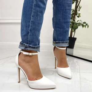 Primi Tacchi Denise - Decolleté Donna Scarpe Tacco Punta Plateau Casual Elegante Bi BIANCO Sale