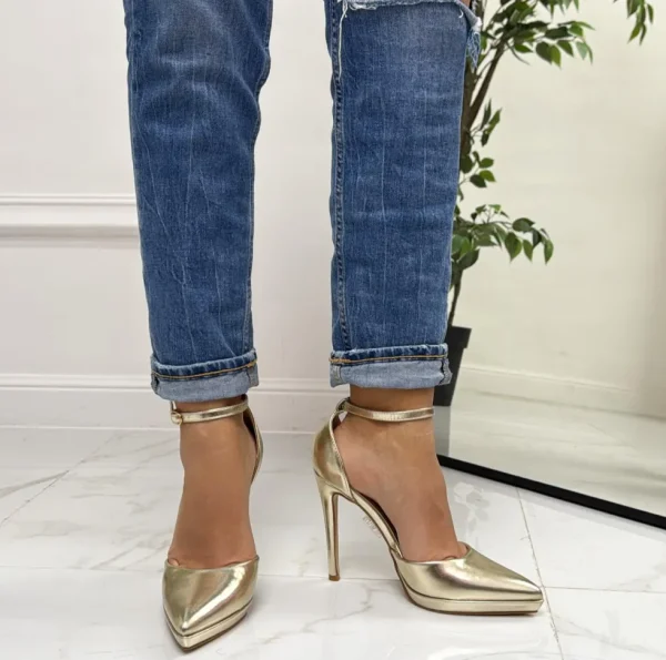 Primi Tacchi Denise - Decolleté Donna Scarpe Tacco Punta Plateau Casual Elegante Or Sale