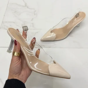 Primi Tacchi Desireè - Décolleté Donna Punta Elegante Trasparente Beige New