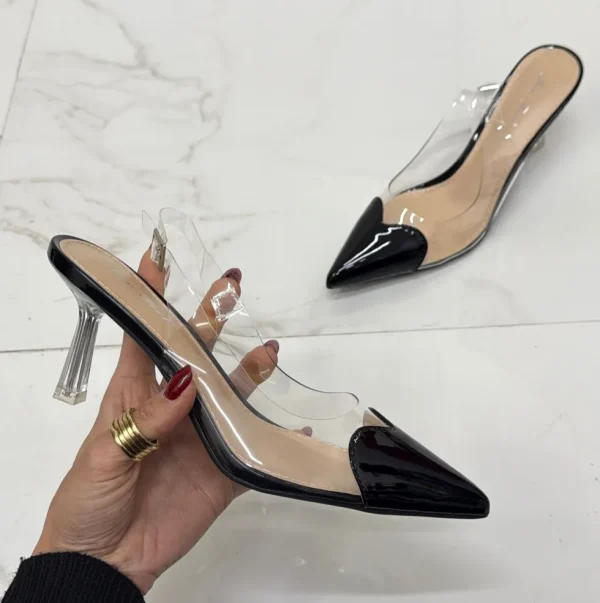 Primi Tacchi Desireè - Décolleté Donna Punta Elegante Trasparente NERO Fashion