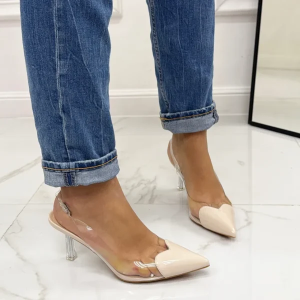 Primi Tacchi Desireè - Décolleté Donna Punta Elegante Trasparente Beige New
