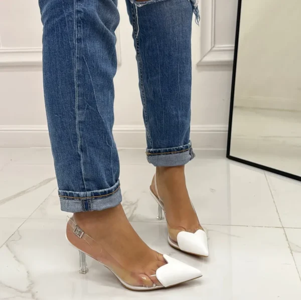 Primi Tacchi Desireè - Décolleté Donna Punta Elegante Trasparente BIANCO New