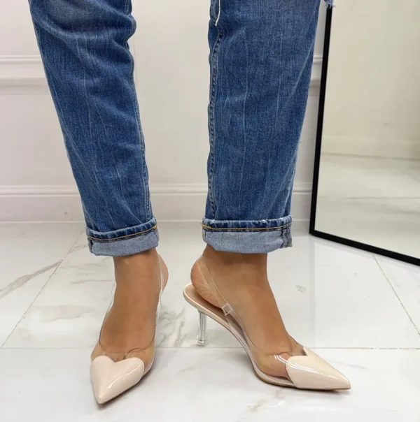 Primi Tacchi Desireè - Décolleté Donna Punta Elegante Trasparente Beige New