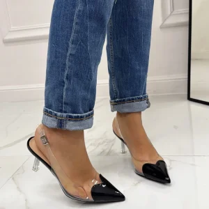 Primi Tacchi Desireè - Décolleté Donna Punta Elegante Trasparente NERO Fashion