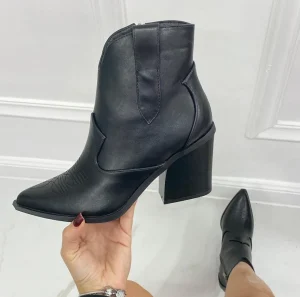 Primi Tacchi Deva - Stivaletto Texani Donna Scarpa Punta Tacco Nero Discount