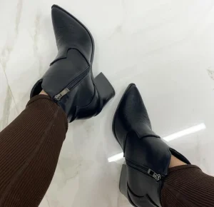 Primi Tacchi Deva - Stivaletto Texani Donna Scarpa Punta Tacco Nero Discount