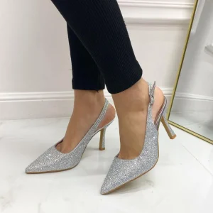 Primi Tacchi Diamante - Décolleté Donna Tacco Punta Strass Argento Fashion