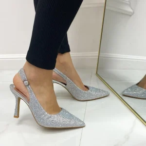 Primi Tacchi Diamante - Décolleté Donna Tacco Punta Strass Argento Fashion
