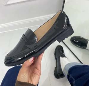 Primi Tacchi Diletta- Mocassino Donna Scarpa Casual Elegante Vernice Nero Hot