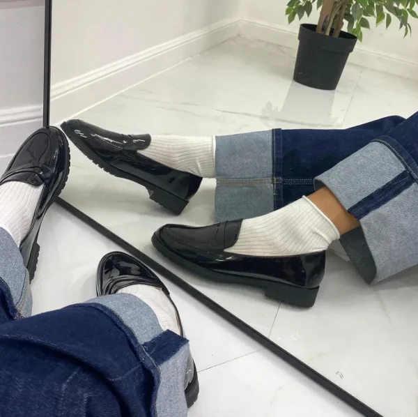 Primi Tacchi Diletta- Mocassino Donna Scarpa Casual Elegante Vernice Nero Hot