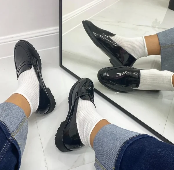 Primi Tacchi Diletta- Mocassino Donna Scarpa Casual Elegante Vernice Nero Hot